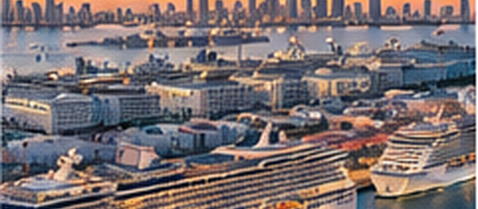 Cruise ship docked at PortMiami on a sailing morning