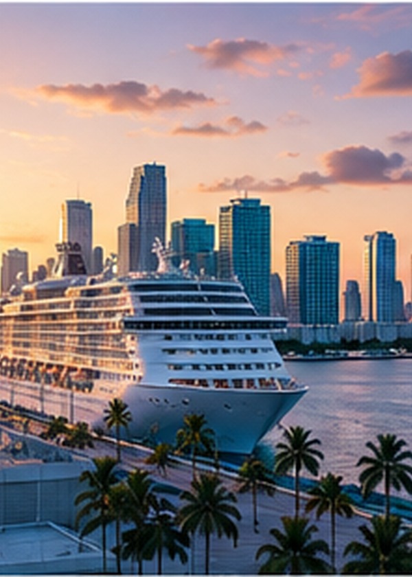 Passengers unloading luggage at a PortMiami cruise terminal